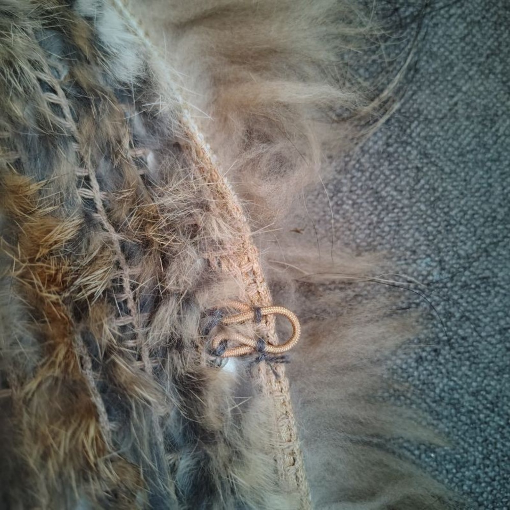 Meefur Rabbit Raccoon Hair Fur Vest Womens L Brown Long Fringe Twilight Victoria - Picture 5 of 15